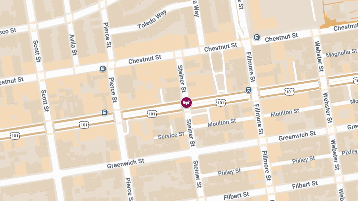 Motorcyclist Injured in Accidnet at Lombard St & Steiner St