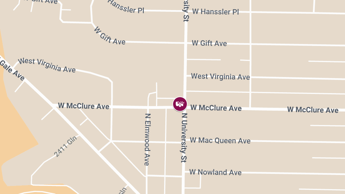 One Hospitalized After Two-Vehicle Crash at N University St & W McClure Ave