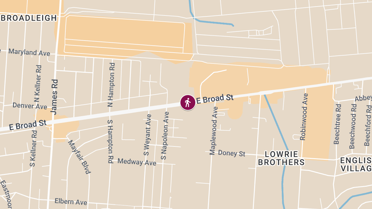 Pedestrian Critically Injured in Crash on E Broad St