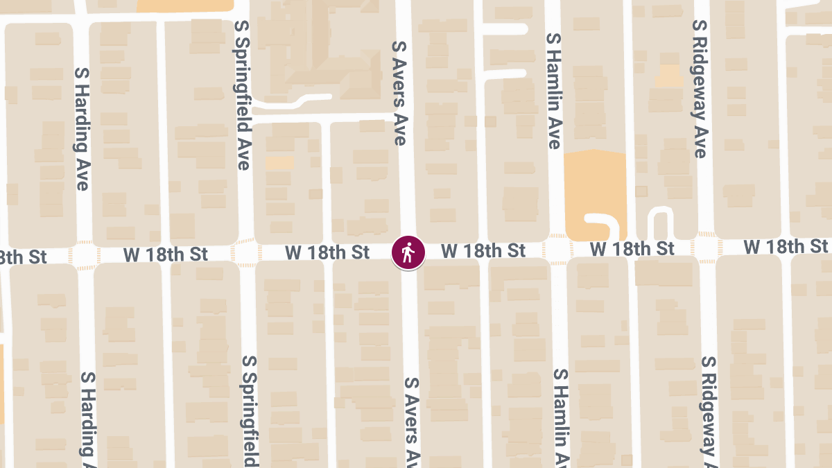Pedestrian Injured in Crash at W 18th St & S Avers Ave