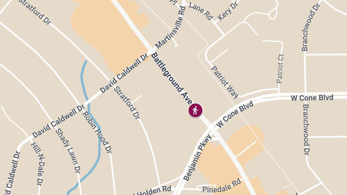 Pedestrian Injured in Crash on Battleground Ave