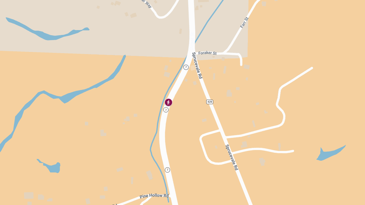 Pedestrian Injured in Crash on State Rte 7