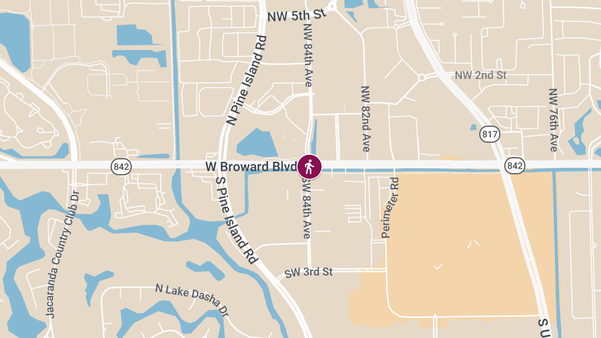 Pedestrian Struck in Traffic Incident on W Broward Blvd