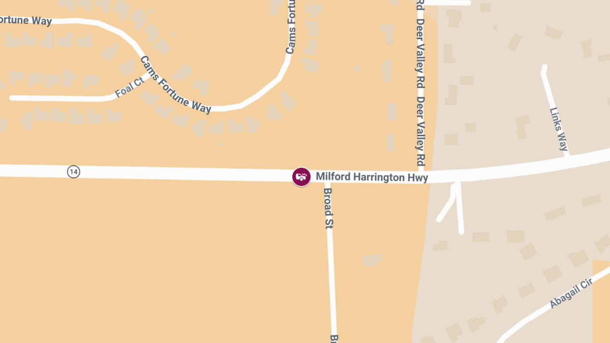 Three Injured in Crash at Broad St and Milford Harrington Hwy