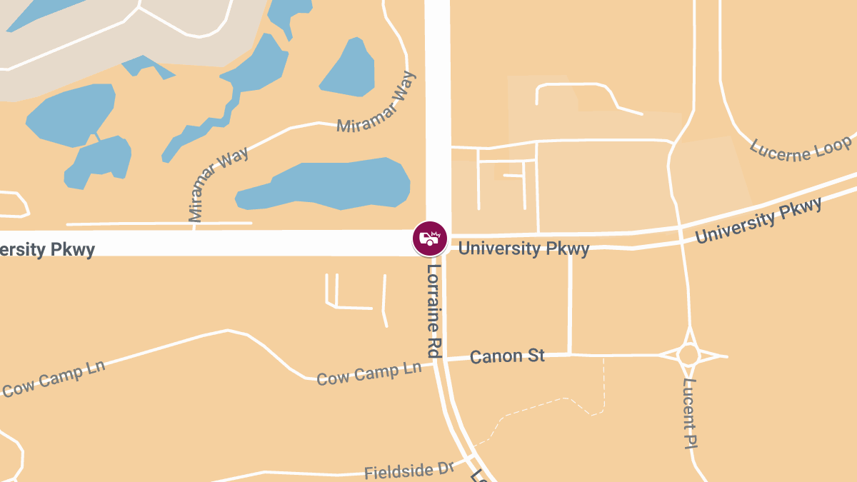 Traffic Accident With Injuries Reported at University Pkwy & Lorraine Rd