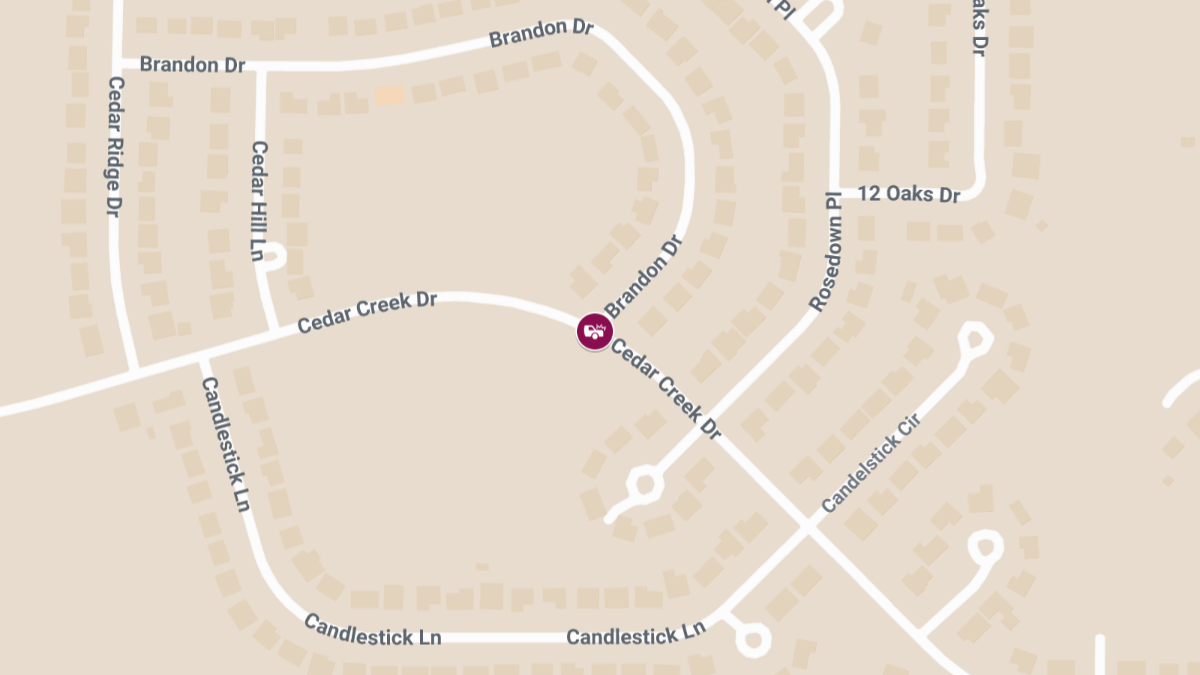 Traffic Collision With Injuries at Brandon Dr & Cedar Creek Dr