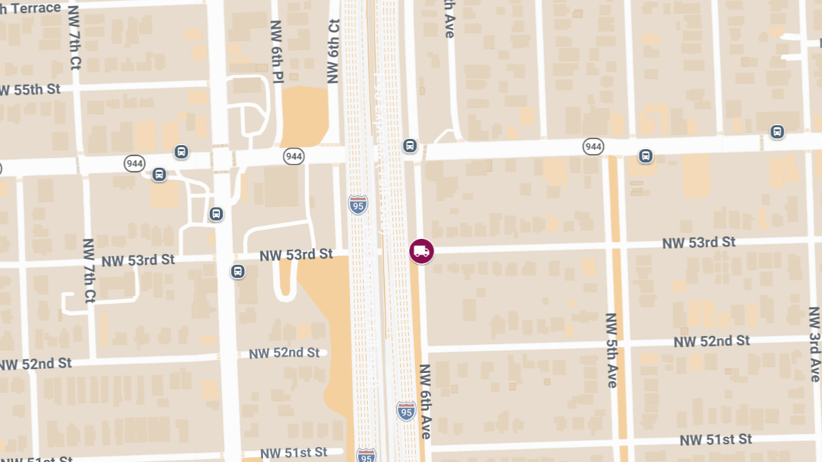 Truck Crash With Injuries Reported at NW 6th Ave & NW 53rd St