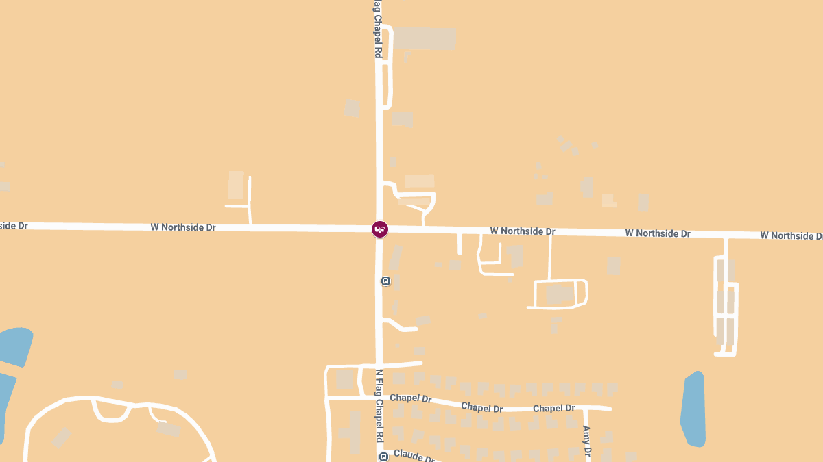 Two-Vehicle Accident at Northside Dr & Flag Chapel Rd