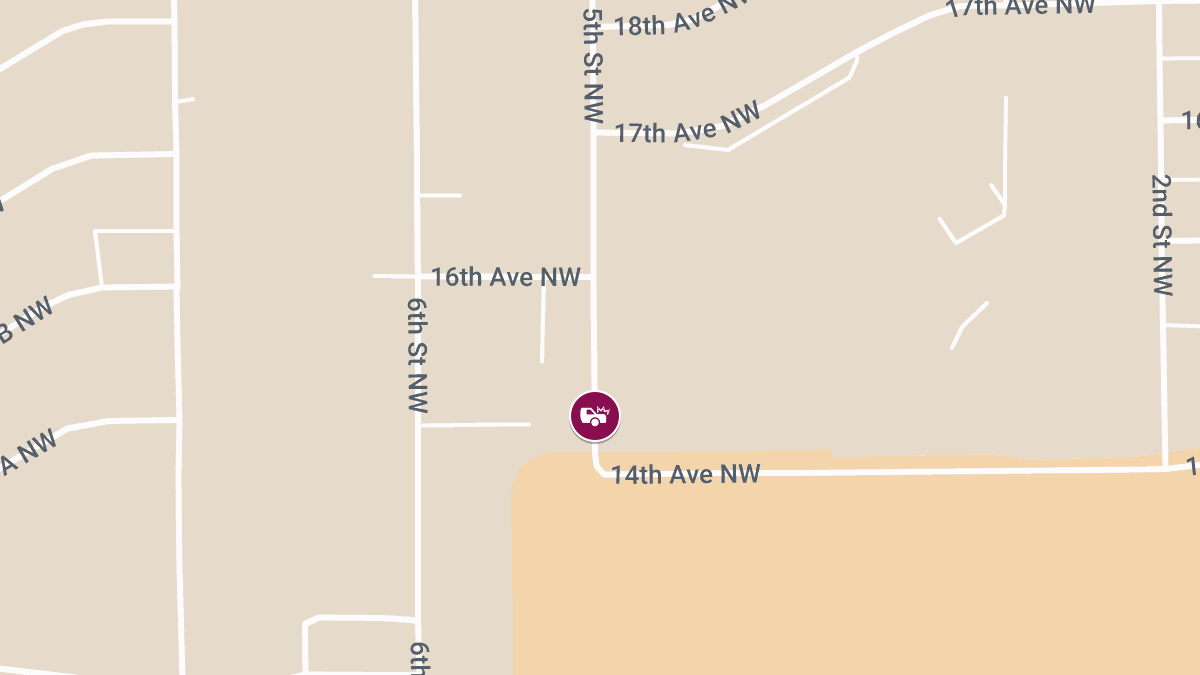 Two-Vehicle Crash With Injuries at 14th Ave NW & 5th St NW