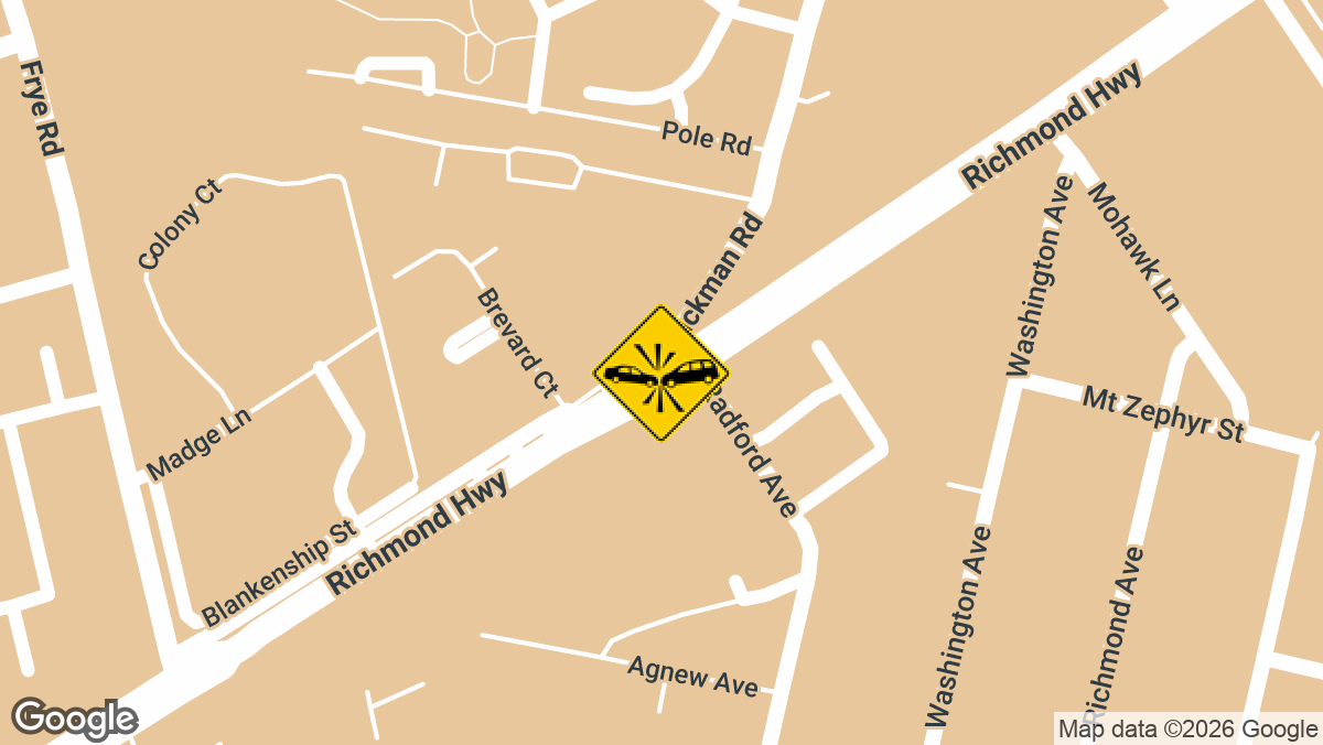 Emergency units, including rescue crews, responded to a possible two-vehicle collision on the 8400 block of Richmond Hwy in Alexandria on Saturday, March 7, shortly before 6:00 a.m.