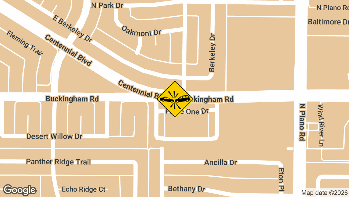 Emergency units from Garland and Richardson responded to a traffic accident near the intersection of Centennial Blvd and Buckingham Rd on Sunday, March 8, at approximately 7:25 p.m.