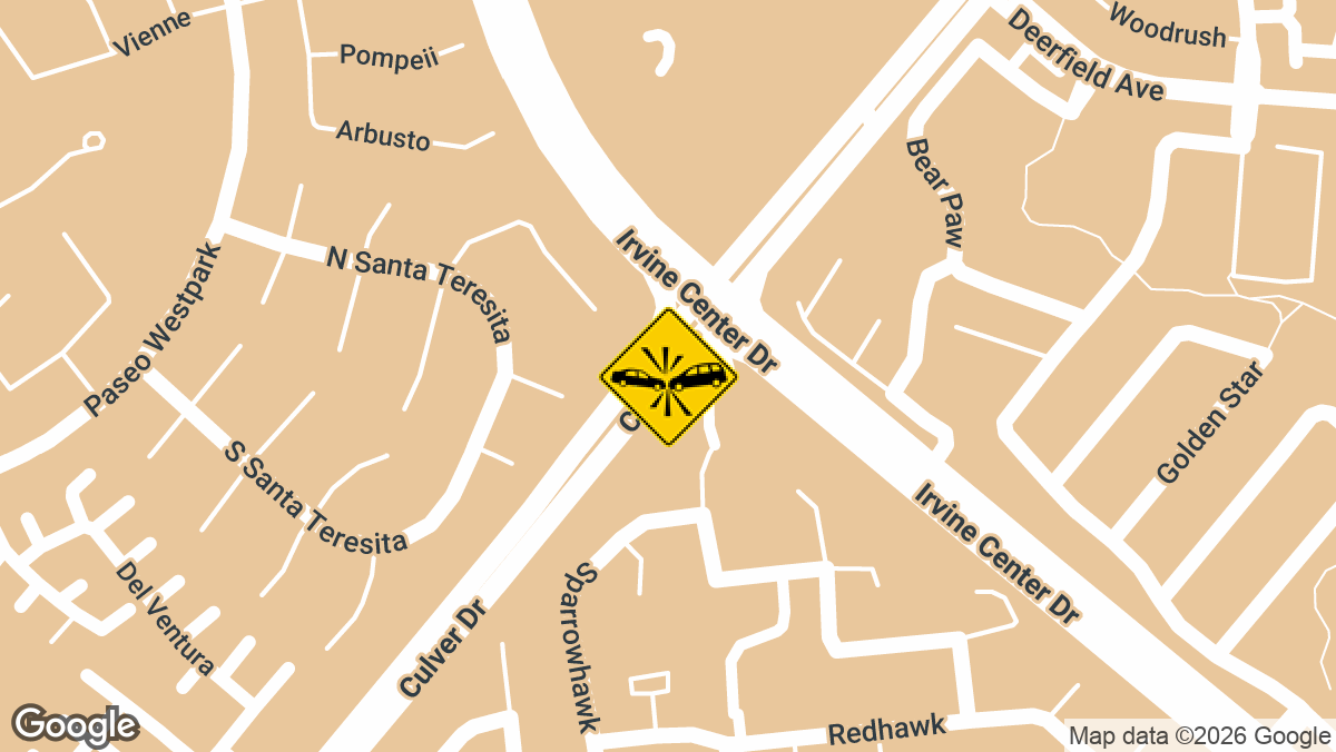 A traffic collision on Sunday, March 29, near the intersection of Culver Drive and the Interstate 5 freeway in Irvine left two people injured.