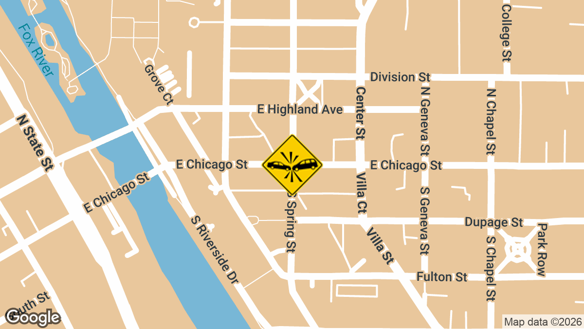 Emergency crews responded to a vehicle crash with injuries near the intersection of E Chicago St and N Spring St in Elgin on Sunday, March 8, at approximately 8:49 a.m.