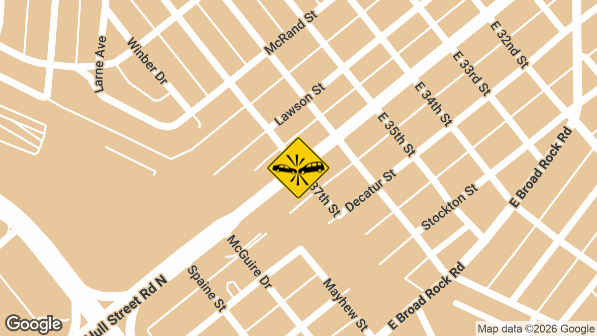 A two-vehicle collision was reported near the intersection of Hull Street and East 37th Street in Richmond in the early morning hours of Tuesday, March 10.