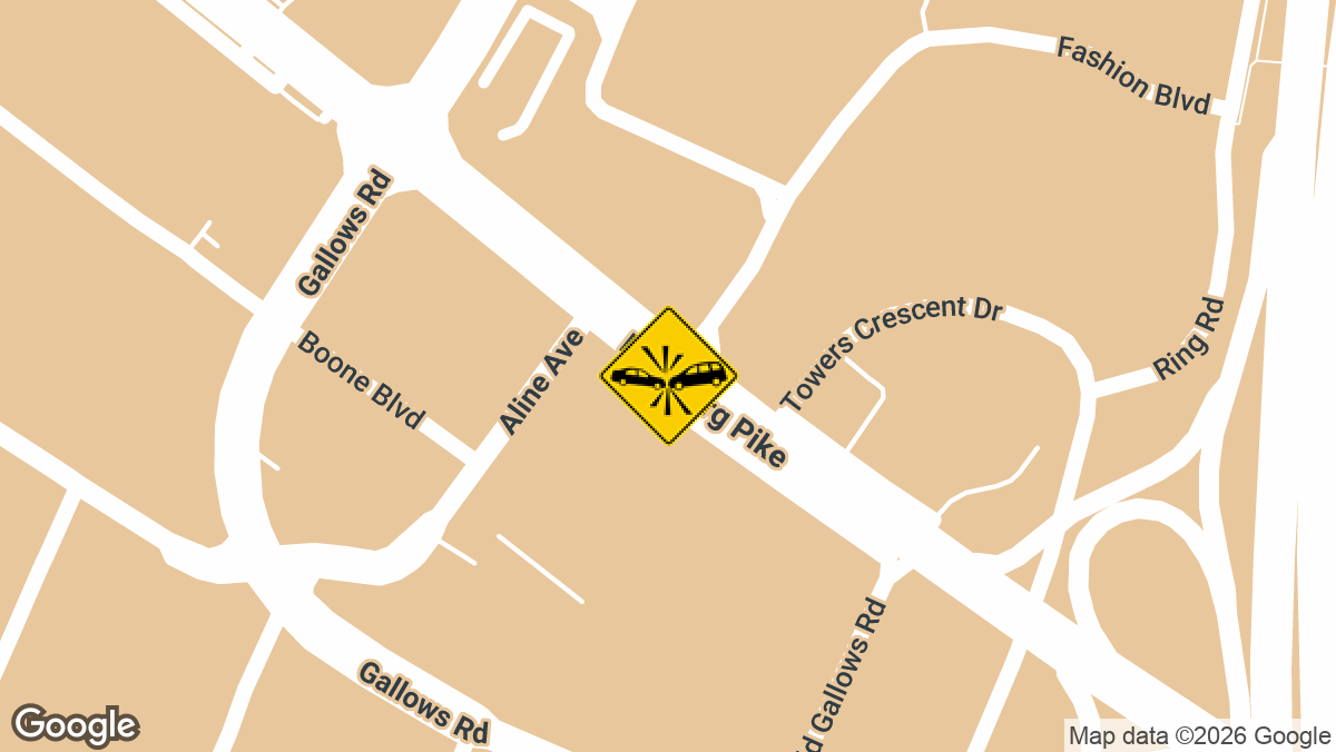 A collision involving a gray Tesla and another vehicle was reported near the intersection of Leesburg Pike and Fashion Boulevard in Tysons in the early morning hours of Wednesday, March 25.