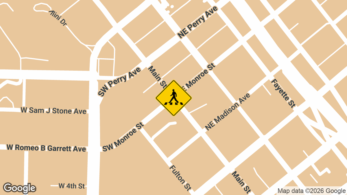 A pedestrian was struck by a vehicle near the intersection of Main Street and Northeast Monroe Street on Saturday, March 21.