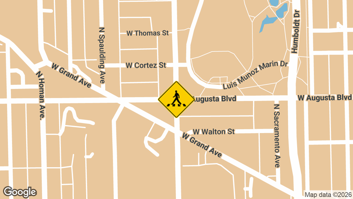A crash involving a car and a pedestrian was reported on Friday, March 27, at the intersection of North Kedzie Avenue and West Augusta Boulevard in Chicago.