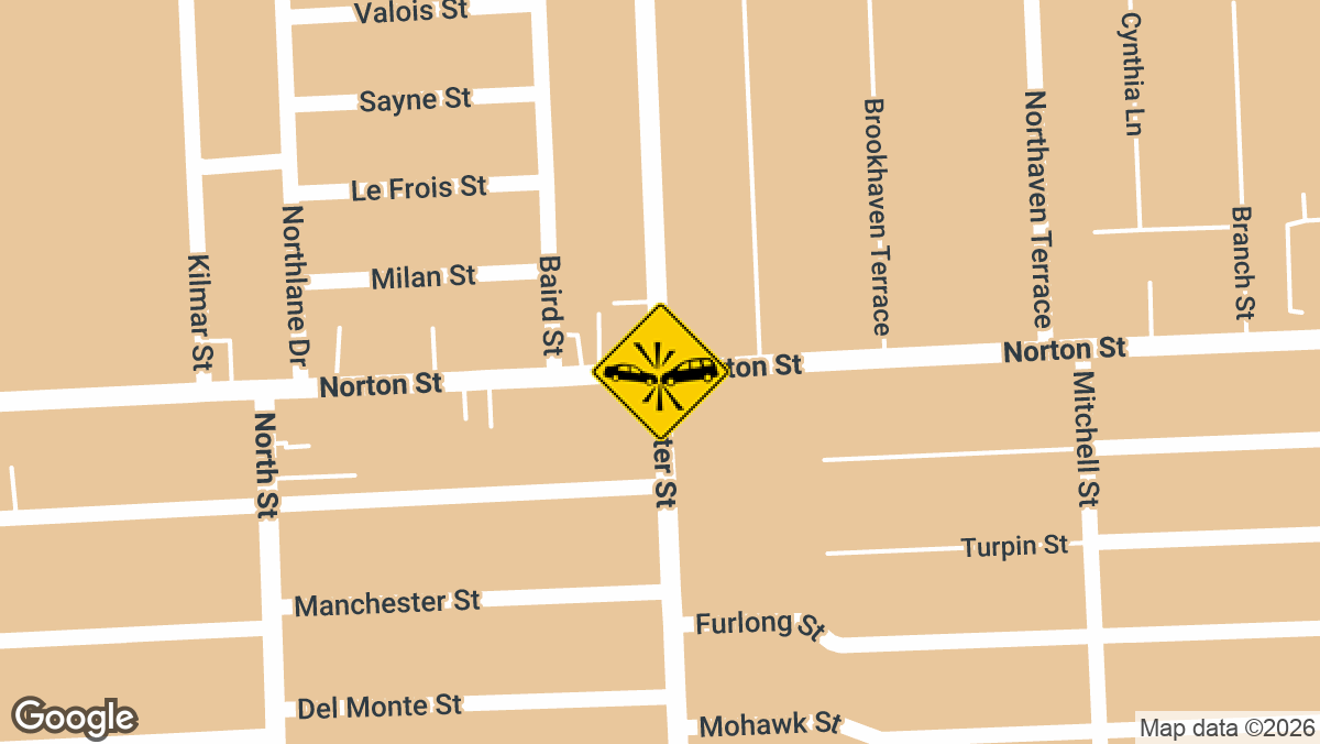 A two-vehicle crash with reported injuries occurred Monday, March 17, near the intersection of Norton Street and Carter Street in Rochester.