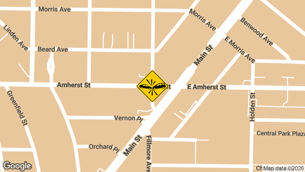 A vehicle collision with injuries was reported at the intersection of Parker Avenue and Amherst Street on Wednesday, March 25.