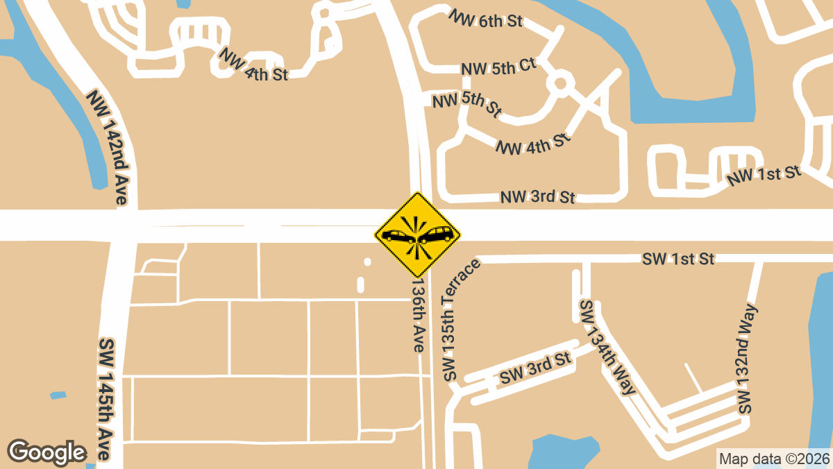 Emergency units were dispatched to a traffic accident with reported injuries near the intersection of Pines Blvd and SW 136th Ave in Pembroke Pines on Monday, March 9, just before 6:00 a.m