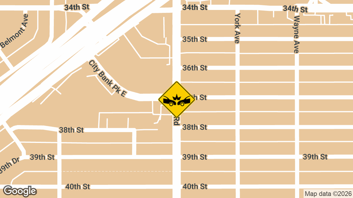 A three-vehicle collision was reported on Slide Road near City Bank Parkway and 38th Street on Tuesday, March 24.