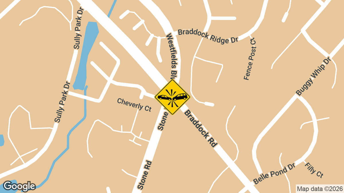 A traffic crash with possible injuries was reported Monday, March 9, at the intersection of Stone Road and Braddock Road in Centreville.