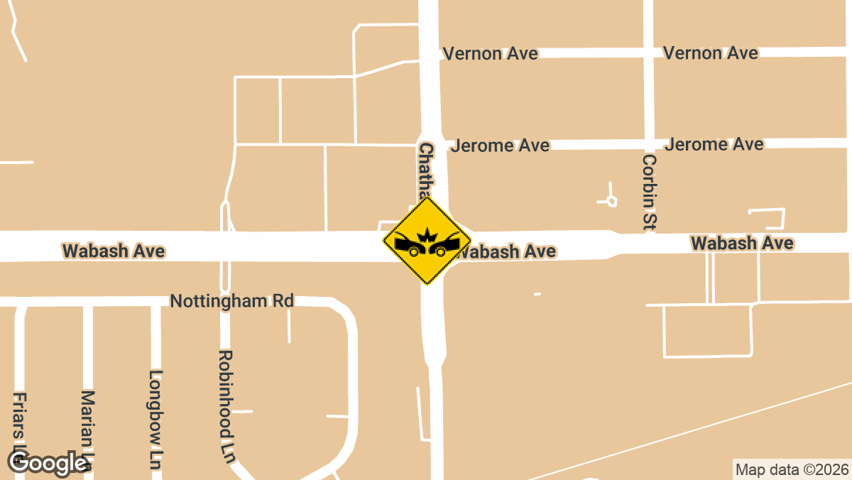 A three-vehicle collision was reported at the intersection of Wabash Avenue and Chatham Road on Sunday, March 22.
