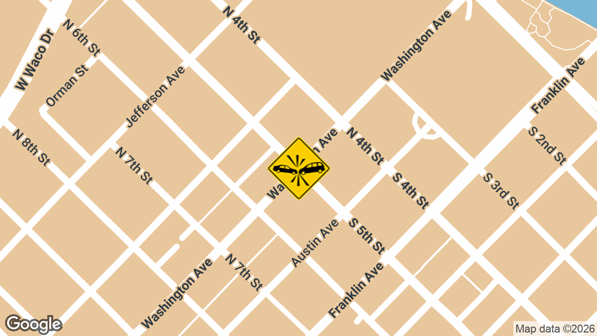 A collision between two small SUVs was reported at the intersection of Washington Avenue and North 5th Street in Waco on Thursday, March 12.