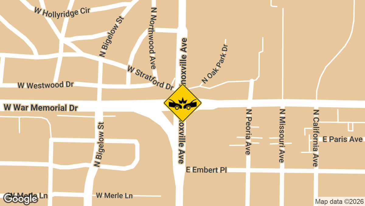 A multi-vehicle crash was reported Sunday, March 15, near the intersection of West War Memorial Drive and North Knoxville Avenue in Peoria.