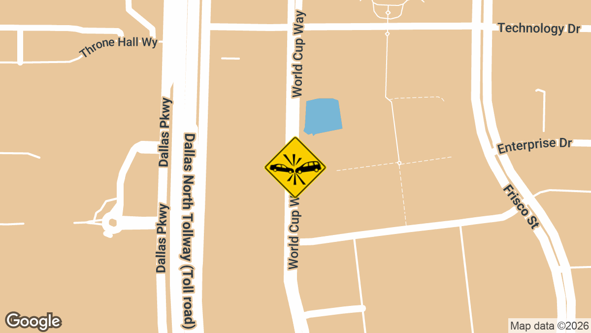 A traffic collision left two people hurt on Wednesday, March 11, on World Cup Way in Frisco.