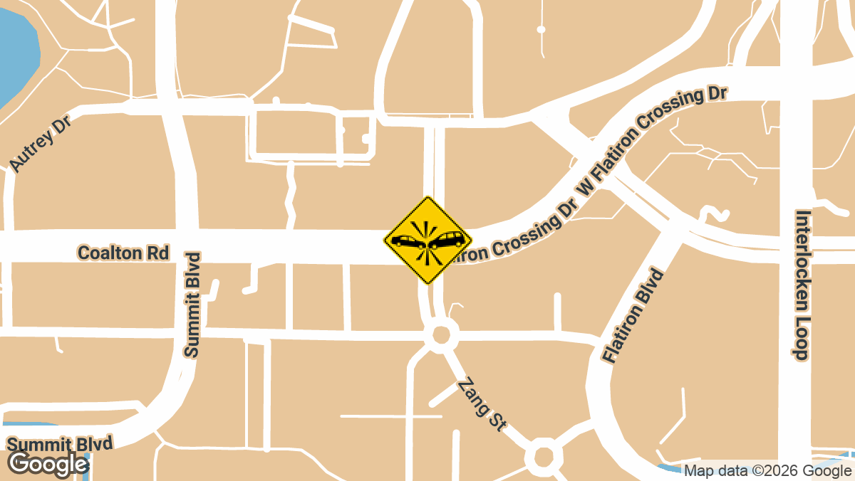 An injury crash drew multiple emergency units to the intersection of Zang Street and West Flatiron Crossing Drive in Broomfield on Friday, March 27.