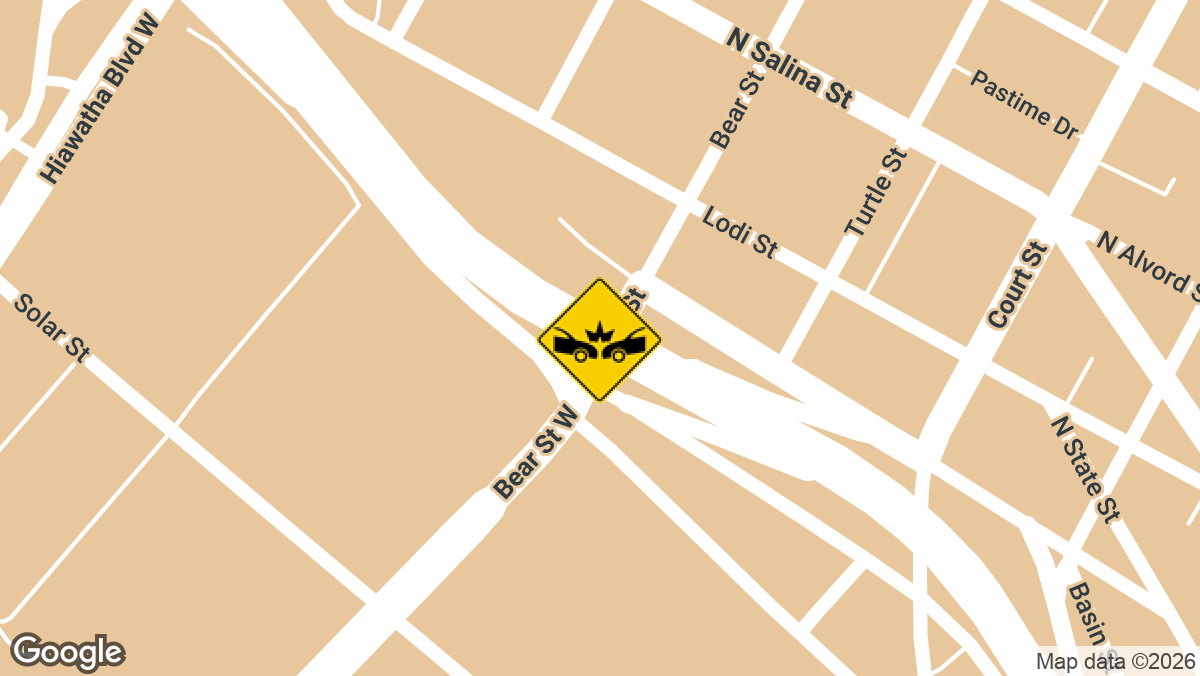 A multi-vehicle crash with reported injuries took place Tuesday, March 17, on southbound Interstate 81 near Bear Street and the I-690 interchange in Syracuse.