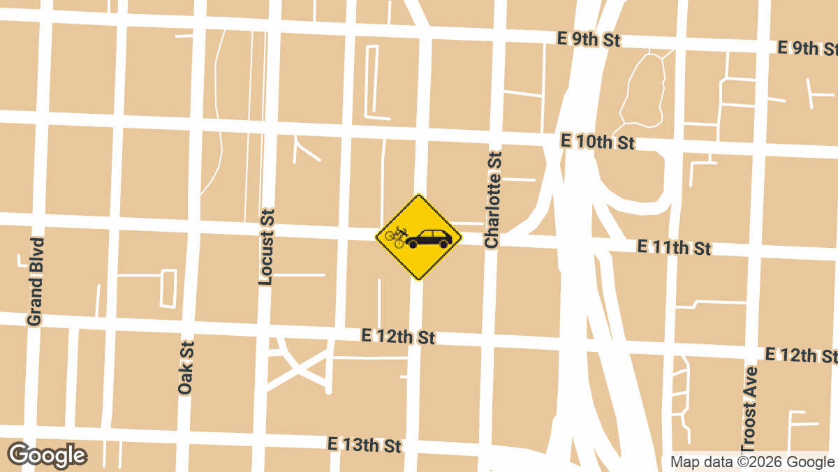 A bicyclist is in critical condition after colliding with a city bus in downtown Kansas City on Wednesday, April 29.