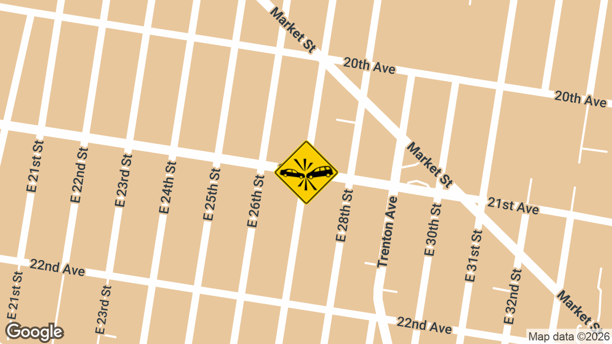 A driver was taken to a hospital after their vehicle struck an NJ Transit bus in Paterson, New Jersey, on Monday, April 21.
