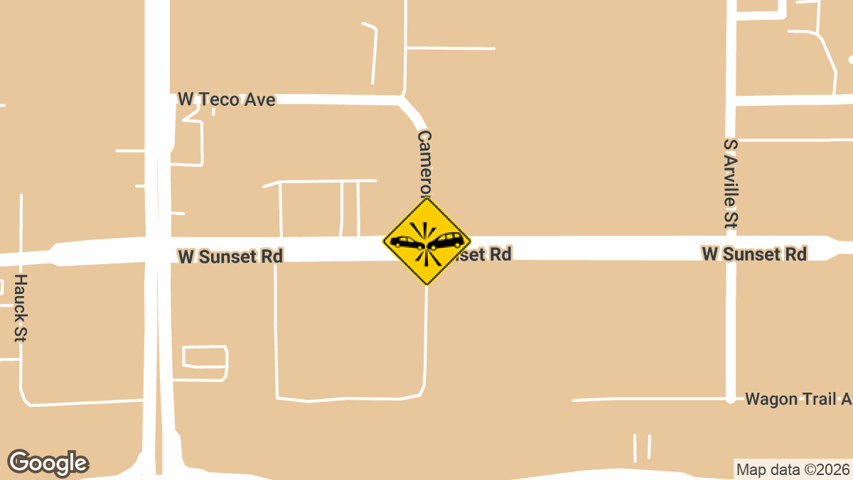 A two-vehicle crash sent one person to the hospital near the intersection of Cameron Street and West Sunset Road in Paradise on Monday, April 28.