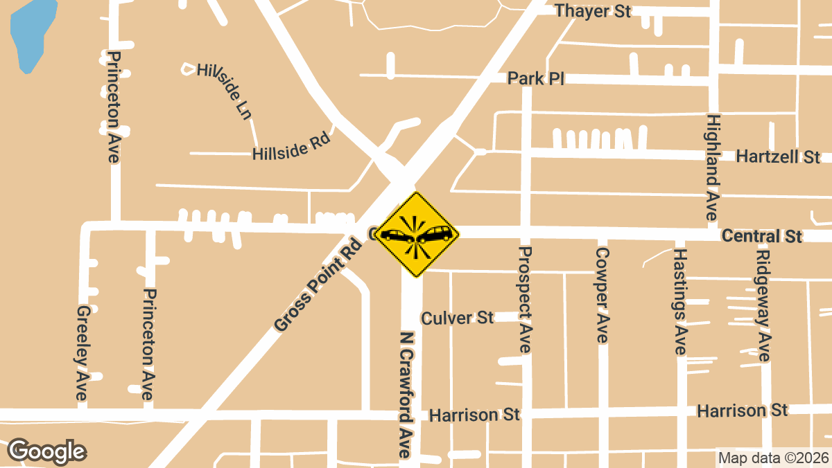 A vehicle accident near the intersection of Central Street and North Crawford Avenue in Evanston left one person with a possible neck injury on Monday, March 30, in the morning hours.