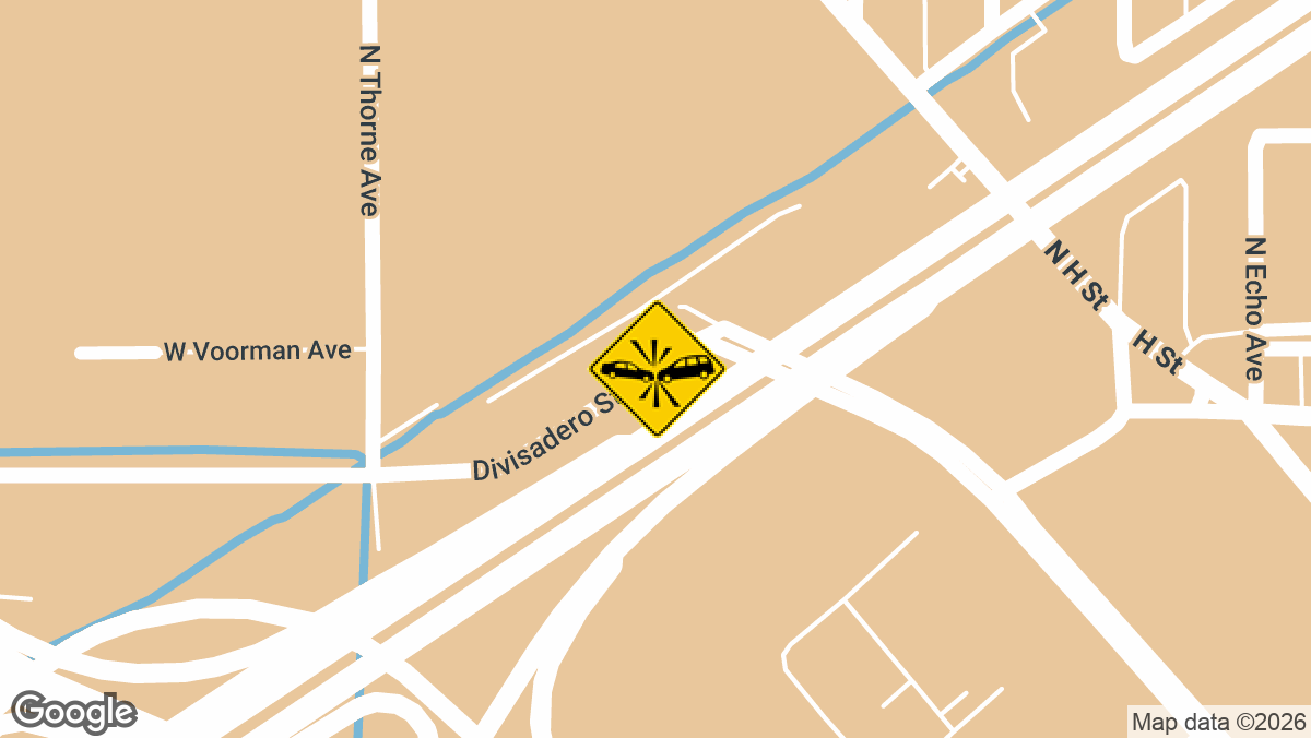 A vehicle collision was reported on Tuesday, April 7, near Divisadero Street and Highway 41 in Fresno.