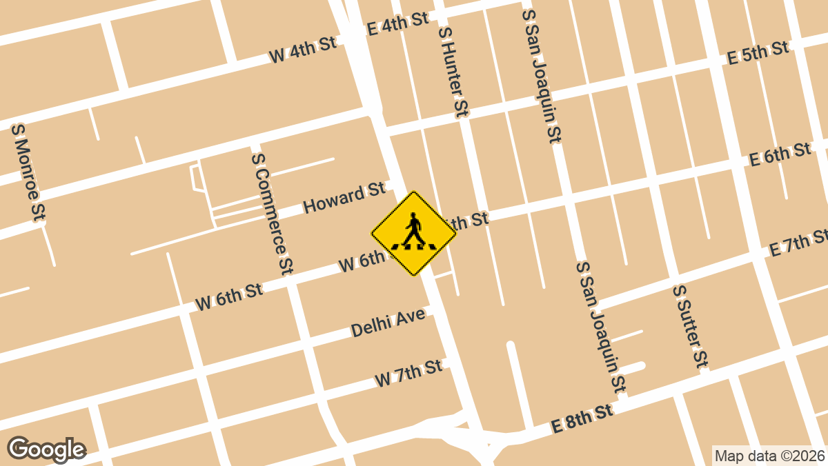 A possible collision between a vehicle and a pedestrian was reported Saturday, April 4, near the intersection of East 6th Street and South El Dorado Street in Stockton, California.