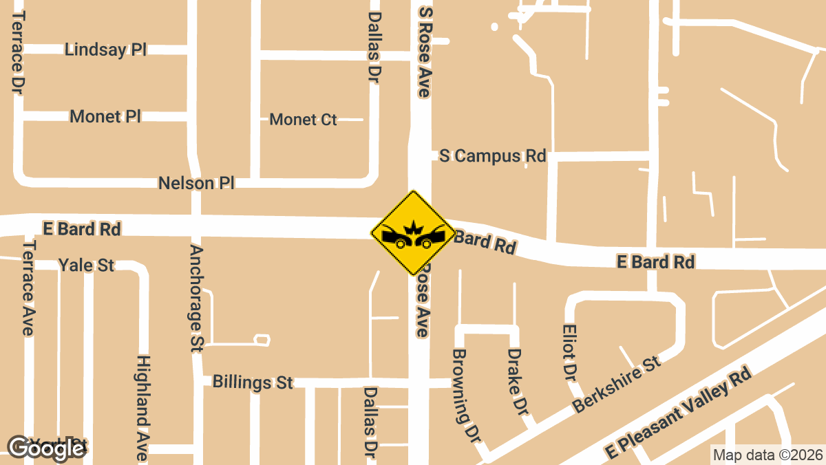 A three-vehicle crash left six people injured on Monday, April 6, near the intersection of East Bard Road and South Rose Avenue in Oxnard.