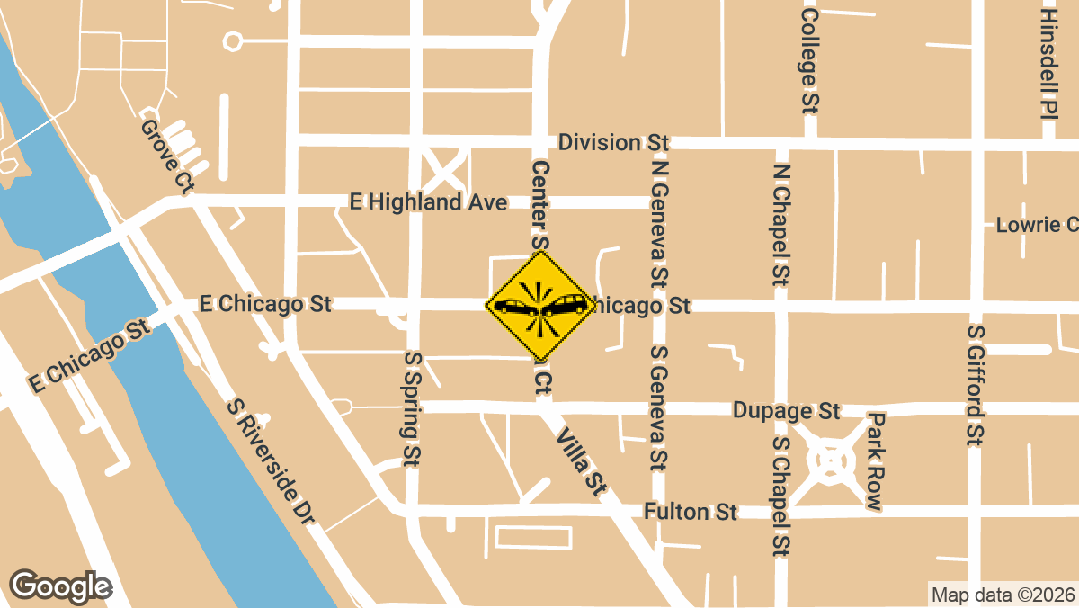 Emergency units responded to a traffic collision with reported injuries near the intersection of East Chicago Street and Villa Court in Elgin on Friday, April 03.