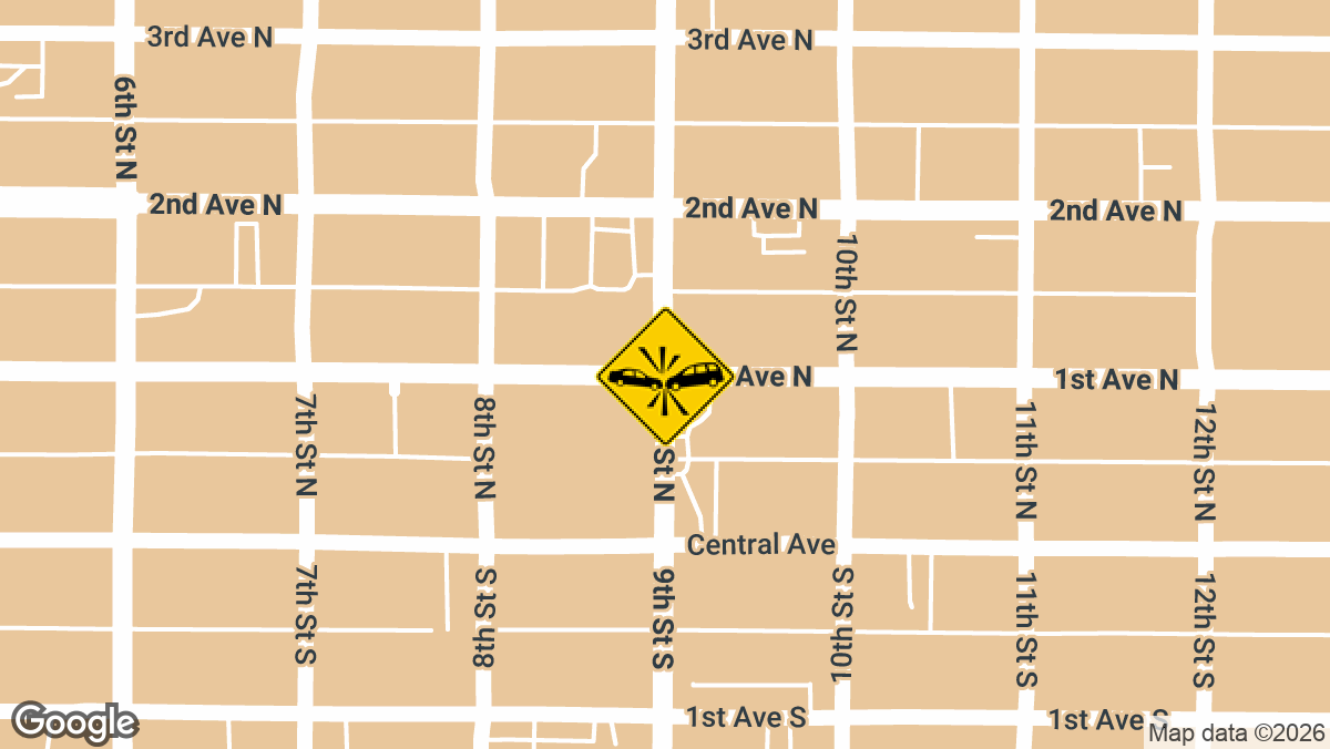 Two people were hurt in a traffic collision at the intersection of First Avenue North and Ninth Street North in Great Falls on Tuesday, April 29.