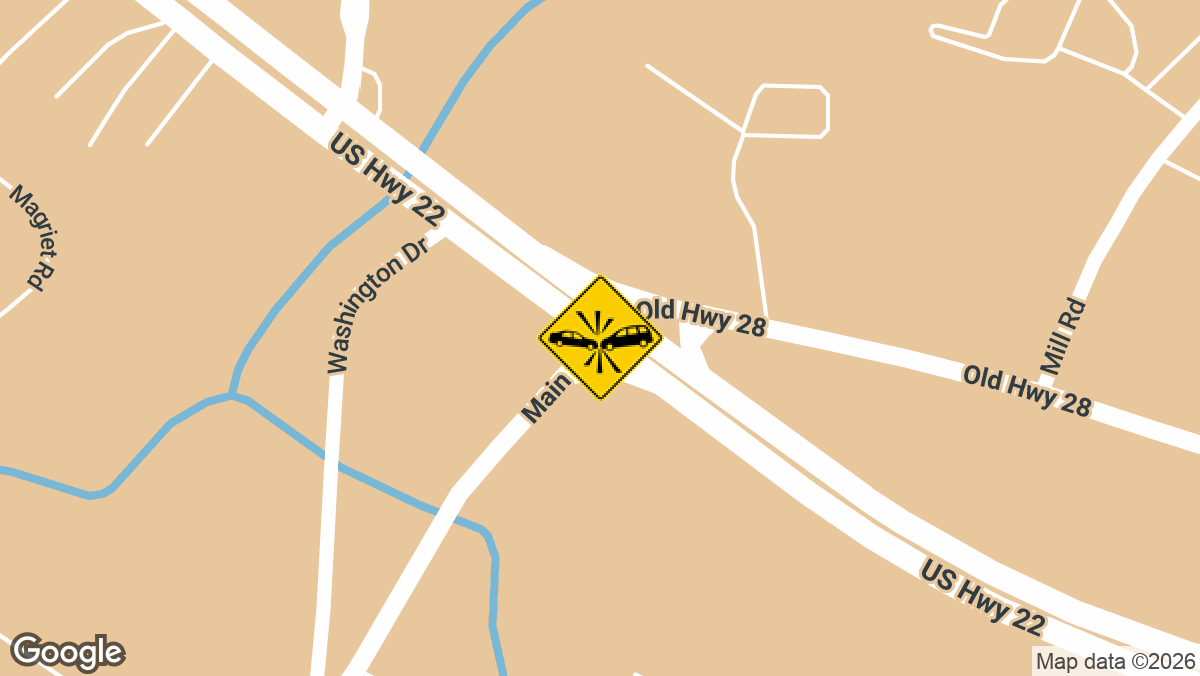 A two-car crash on Route 22 at the intersection of Main St in Readington on Monday, April 21, left two drivers hurt, one with serious injuries requiring helicopter transport.