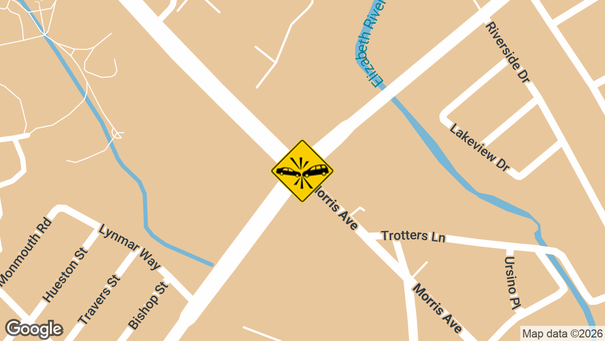 A two-vehicle collision was reported on Thursday, April 9, at the intersection of North Ave and Morris Ave in the area near a local bank.