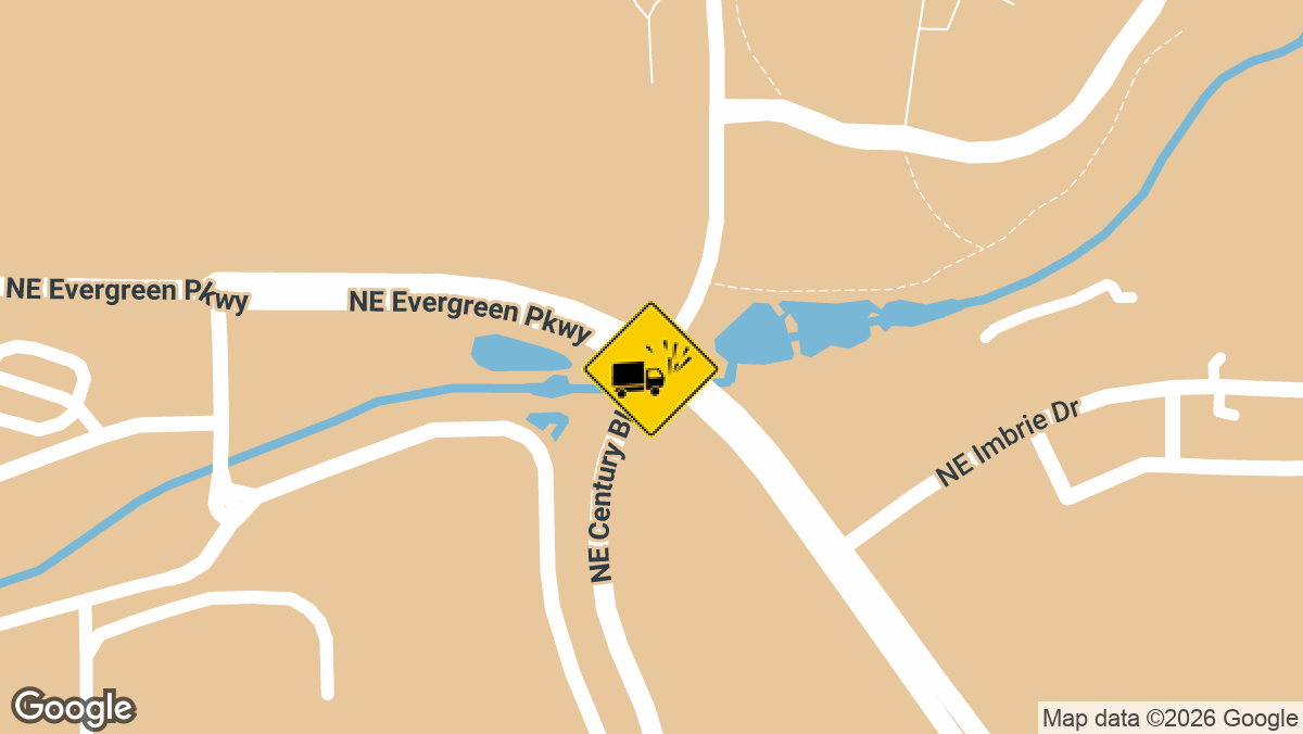 A two-vehicle crash was reported on Monday, April 14, at the intersection of Northeast Evergreen Parkway and Northeast Century Boulevard at around 7:30 a.m.