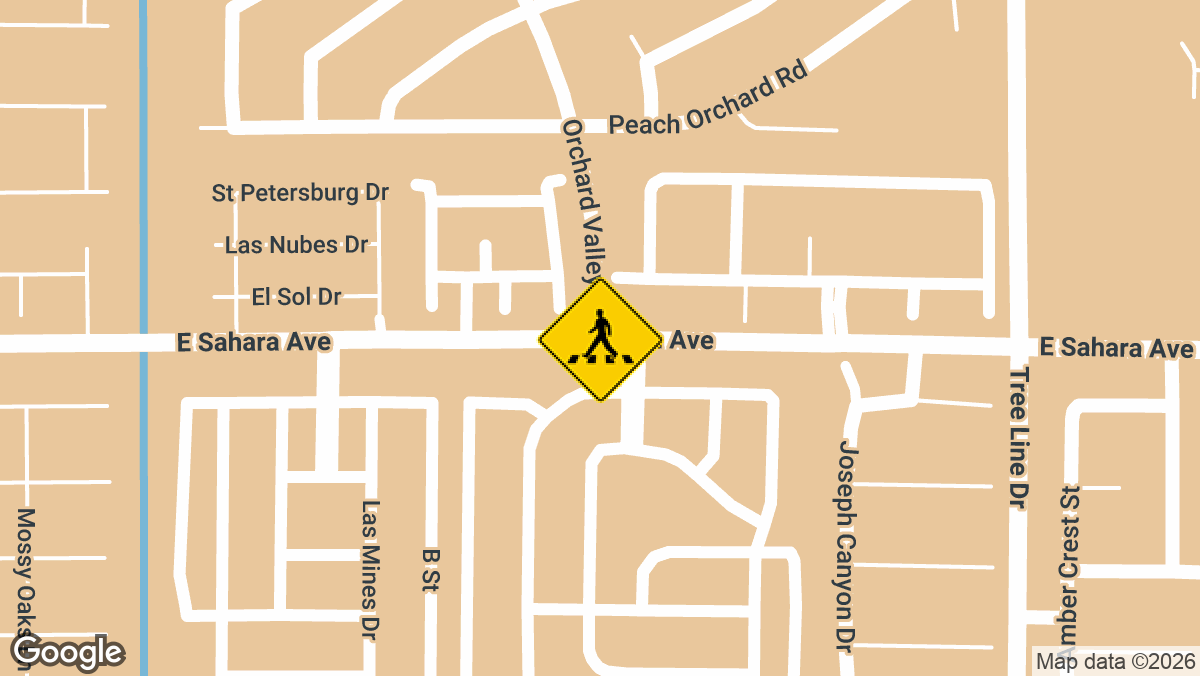 A young pedestrian was struck by a vehicle in the east valley of Las Vegas on Wednesday, April 22, near the intersection of Orchard Valley Dr and Sahara Ave.