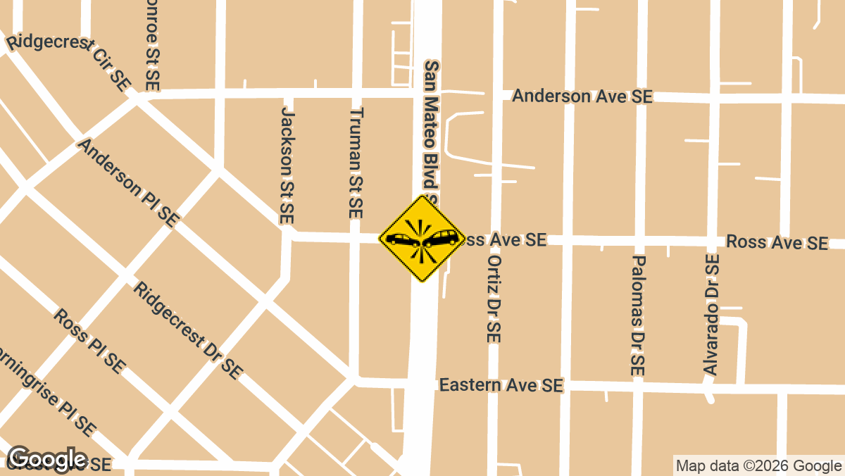 Emergency units responded to a traffic collision with reported injuries at the intersection of Ross Avenue SE and San Mateo Boulevard SE in Albuquerque on Wednesday, April 30.