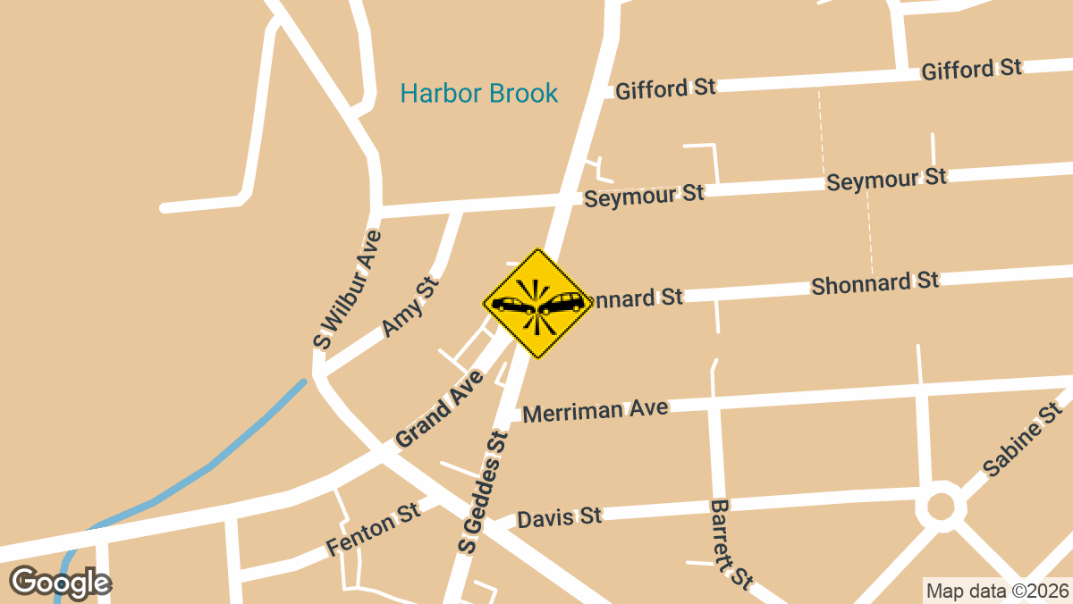 A two-vehicle collision was reported Wednesday, April 8, near the intersection of S Geddes St and Shonnard St in Syracuse.