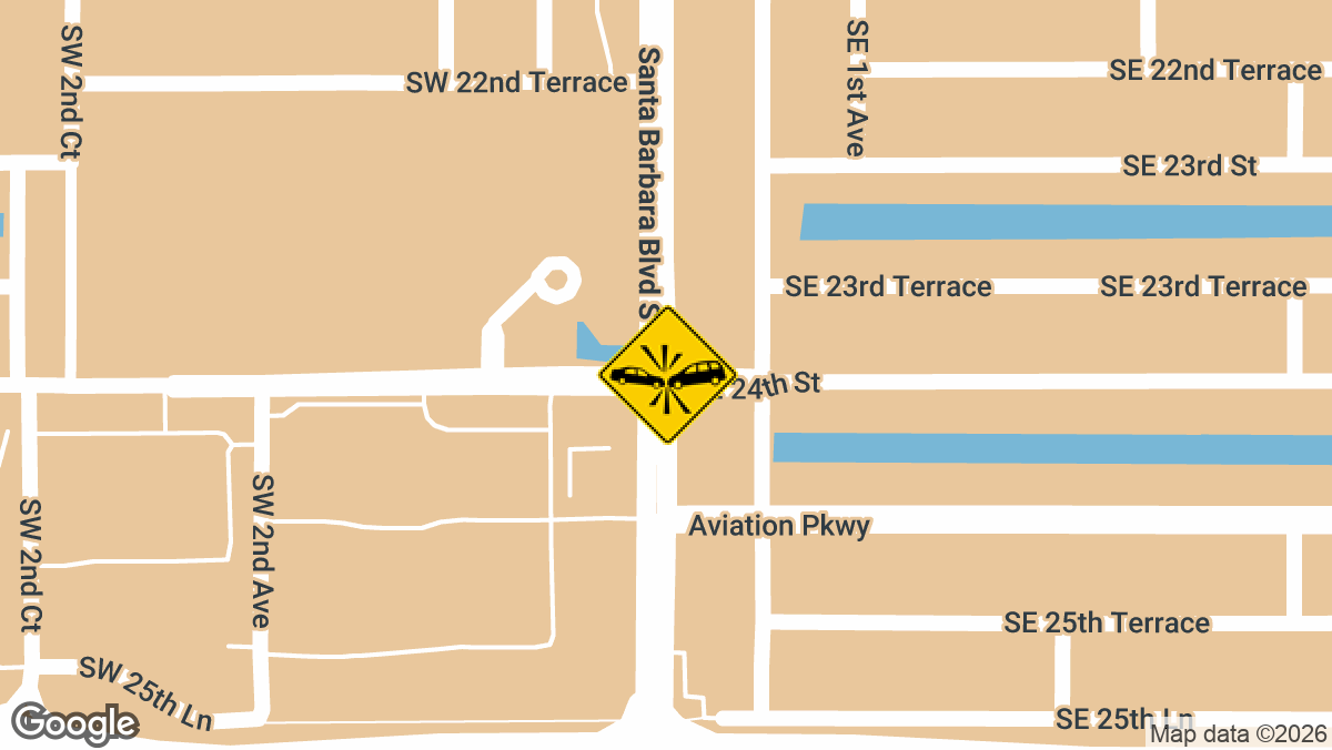 A traffic crash with reported injuries occurred Thursday, April 9, near the intersection of Santa Barbara Blvd and SE 24th St in Cape Coral.