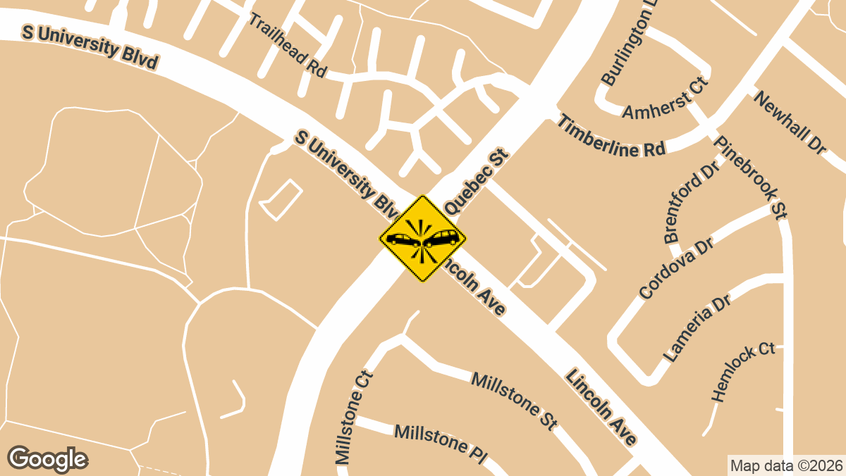 An injury accident brought emergency units to the intersection of South Quebec Street and South University Boulevard in Highlands Ranch on Monday, March 30, in the early evening.