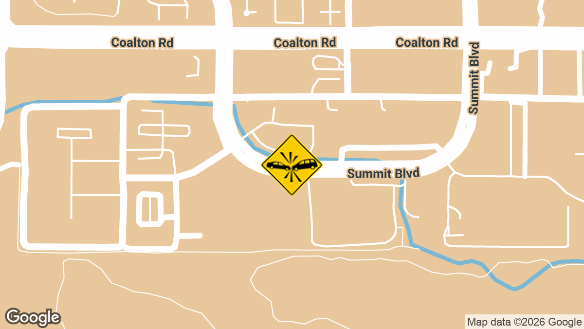 A two-car collision was reported on Wednesday, April 8, near Summit Blvd in Broomfield, leaving both vehicles heavily damaged.